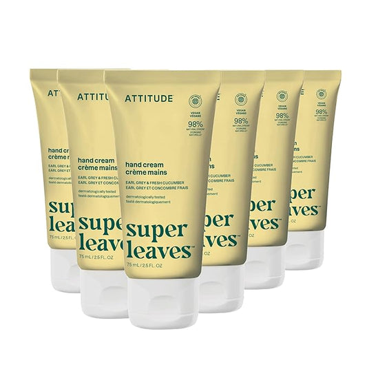 ATTITUDE Hand Cream, EWG Verified, Plant and Mineral-Based, Vegan Personal Care Products, Lemon Leaves, 2.5 Fl Oz (Pack of 6)