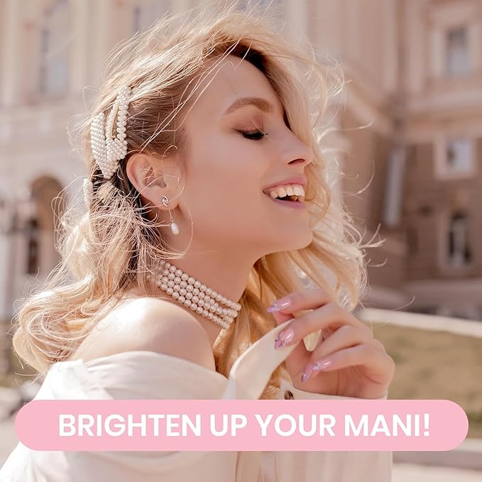 Beetles Pearl Gel Nail Polish, 6 Colors Shimmer Pearl White Pink Purple Mermaid Nail Drawing Gel Polish Soak Off Uv Gel Polish Swirl Shell Thread Effect DIY Manicure Gift for Women