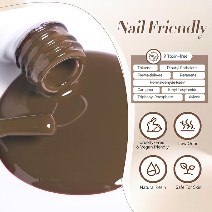 BORN PRETTY Nude Gel Nail Polish,Cream Beige White,Nude,Khaki,Brown,Chocolate Neutral Skin Tone Gel Polish Kit Soak Off Nail Art Manicure DIY Design Collection for Home and Salon
