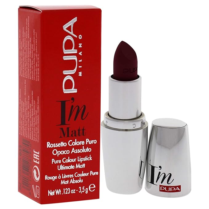 Pupa Milano I'M Matt Pure Color Lipstick - Velvety and Matt Lip Color - For Extraordinary Performance - Rich And Creamy Texture - 032 Fancy Mauve - 0.123 Oz
