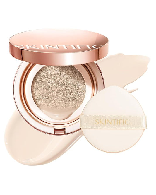 Full Coverage Cushion Foundation, Weightless, Skin Fit, Satin Glow Finish, Oil-Control Waterproof Foundation, Sweatproof Flawless BB Cream CC Korean Makeup Buildable
