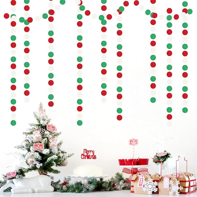Red-Green White Christmas Party-Decorations Streamers - 52Ft Hanging Mexico Italian Paper Garland Banner,Italy Fiesta Mexican Birthday Wedding Baby Shower Supplies Backdrop Decor Hugtmr