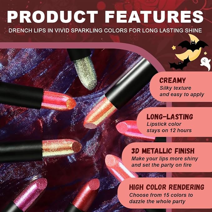 Dark Brown Metallic Lipstick for Women,Lightweight Non-Drying Shimmer Frosted Lipsticks,Glitter Lip Gloss Stain Long Lasting Waterproof No Smudge Proof No Transfer 12 Hour,Cruelty-Free Makeup