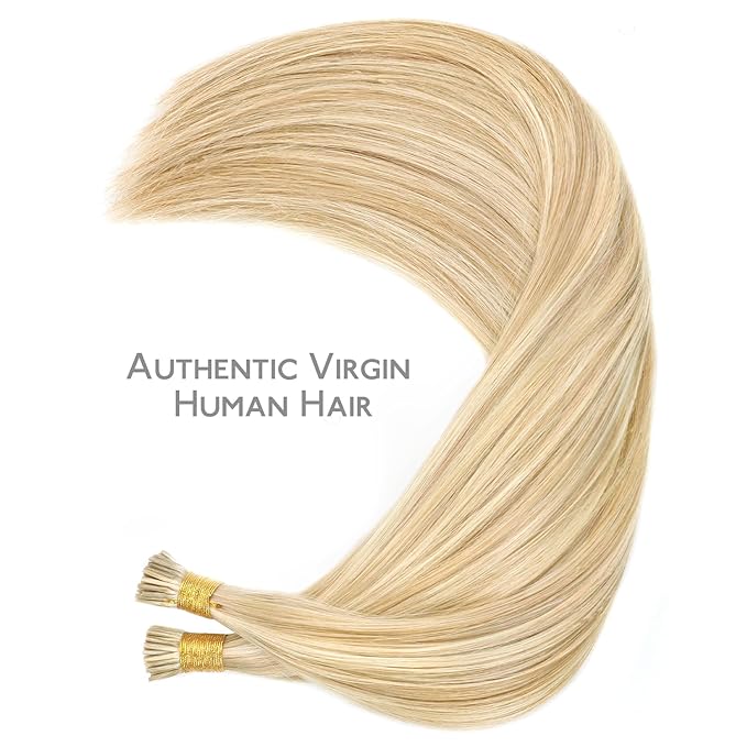 WENNALIFE I Tip Hair Extensions Real Human Hair, 100g 100s 20 Inch Dirty Blonde Highlighted Bleach Blonde Remy Itip Human Hair Extensions Invisible Itips Straight I Tips Cold Fusion Extensions