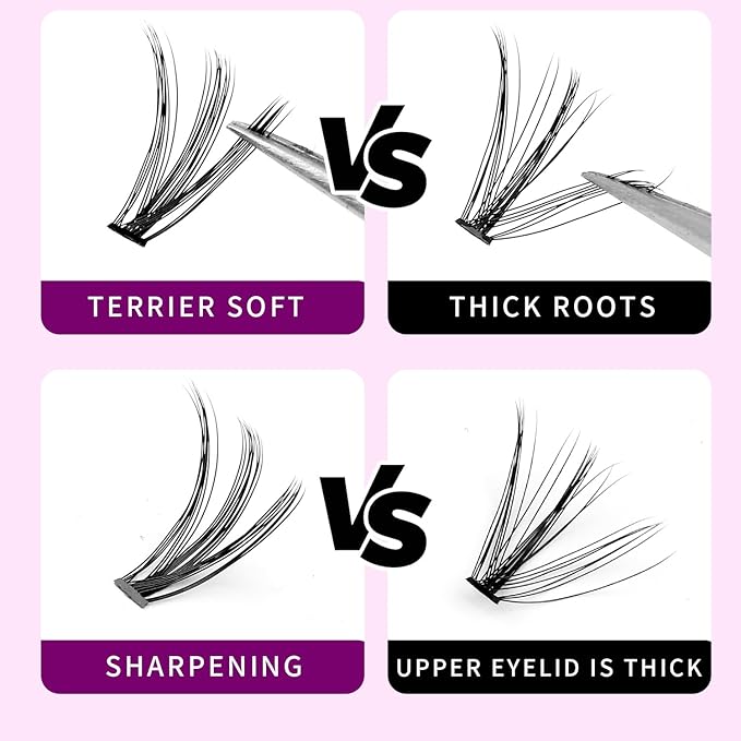 20D Cluster Eyelashes Mixed10-12-14mm/11-13-15mm/12-14-16mm/16-18-20mm Individual False Eyelashes Thickness 0.07mm D Curl Makeup Volume Eye Lashes 200 PCS (10-12-14mm)