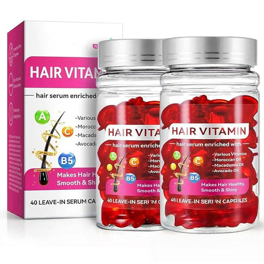 2 Box Hair Treatment Vitamin Serum Oil Capsules, No Rinse – Enriched with Vitamins A C E Pro B5 Moroccan Macadamia Avocado Oils Repair Hair Serum for Frizzy and Damaged Hair. (80 Pcs)