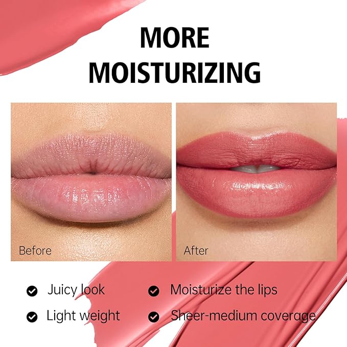 Moisture Nude Pink Lipstick for Women Hydrate Tinted Lip Balm for Dry Cracked Lips Glossy Nude Lip Color Juicy Finish, MA073 Bare Soul