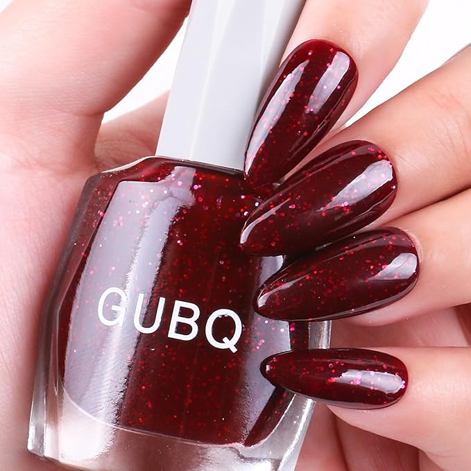 Major Dijit Quick Dry Nail Polish 12ml/0.41fl oz Dark Red Regular Nail Lacquer Fast Drying & Long Lasting Nail Polish Nail Art Effect for Nail Salon