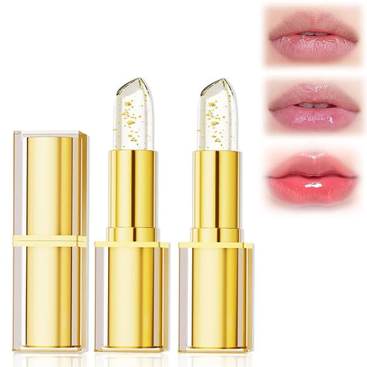 Transferproof Color Changing Lipstick, Color Changing Lipstick for Women, Gold Crystal Ph LipstickColorChanging, Magic Temperature ChangingColorLipstick, Long Lasting 24 Hours Moisturizing