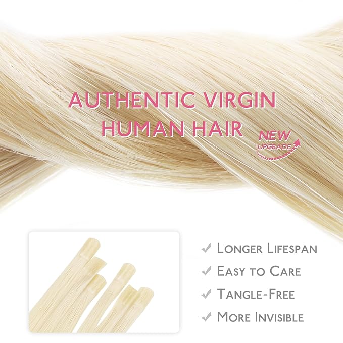WENNALIFE U Tip Hair Extensions Human Hair, 50g 50s 22 Inch Platinum Blonde Remy Hair Extensions K Tip Hair Extension Real Human Hair Invisible Straight Keratin Hair Extensions