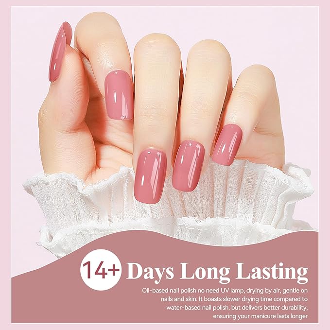 Nail Polish Quick Dry Pink Nail Lacquer Sheer Color, Regular Fast Drying Fingernail Polish Bulk Non Gel Long-Lasting DIY Salon Gift For Women