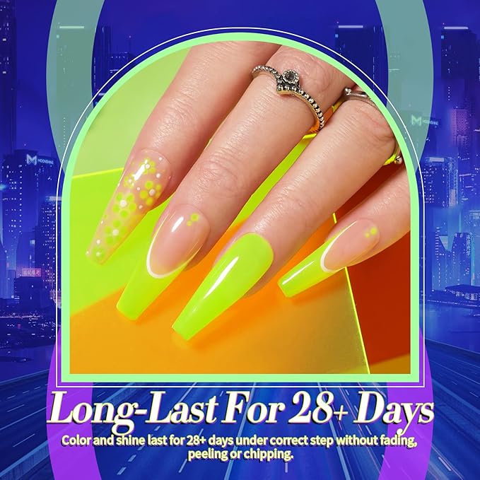 Born Pretty Neon Gel Nail Polish Set 6 Colors Halloween Luminous Glow in Dark Gel Polish Fluorescent Orange Hot Pink Blue Yellow Green Purple Gel Nail Polish Set 7ML