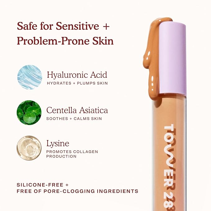 Tower 28 Beauty Swipe Serum Concealer - Hydrating Buildable Medium-Coverage Concealer with Skincare Benefits for Sensitive Skin - Shade 10 NOHO, Medium Tan with Golden Undertones, 0.22 Fl Oz