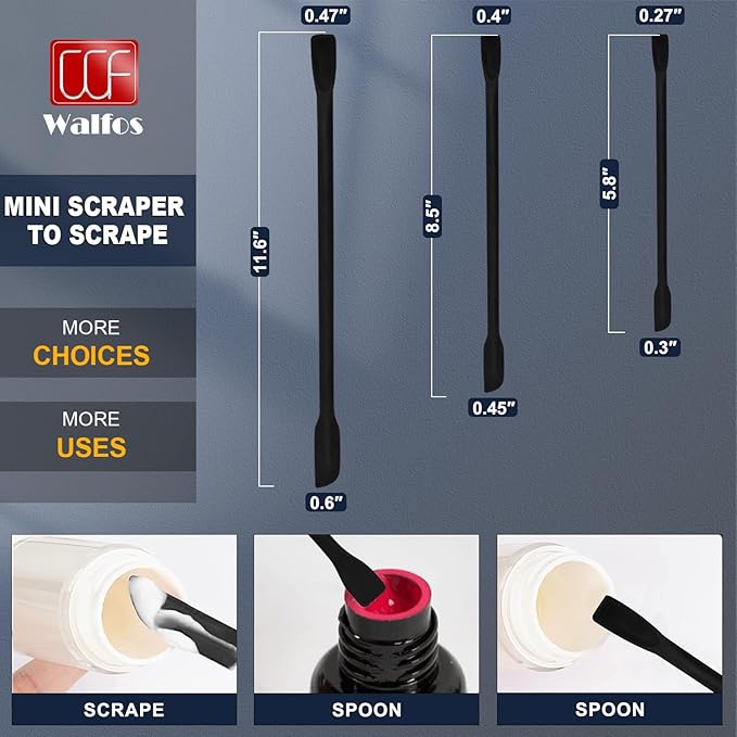 Walfos 3pcs Mini Silicone Spatula Set, Small Spatulas For Cosmetics, 600°F Heat Resistant Reusable Beauty Spatula Tiny Spatula, No Bpa Free, For Kitchen Cooking Cosmetic Jars Kitchen Bottles, Black