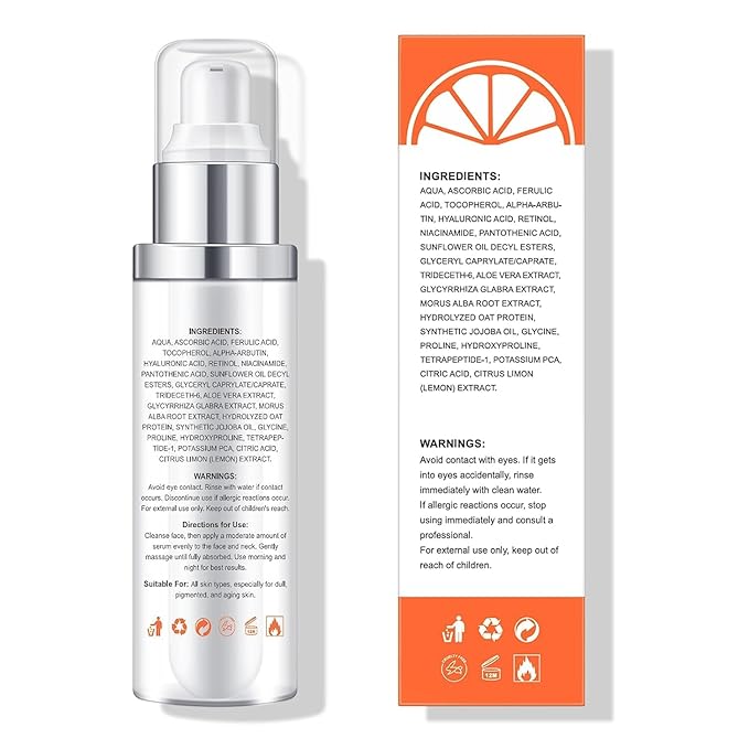 20% Super Vitamin C Retinol Serum for Face, Dark Spot Remover for Face, CE Ferulic Acid, Hyaluronic Acid, Hydrate & Plump Skin Care Anti Aging Wrinkle Brightening Skincare -1 Fl Oz.