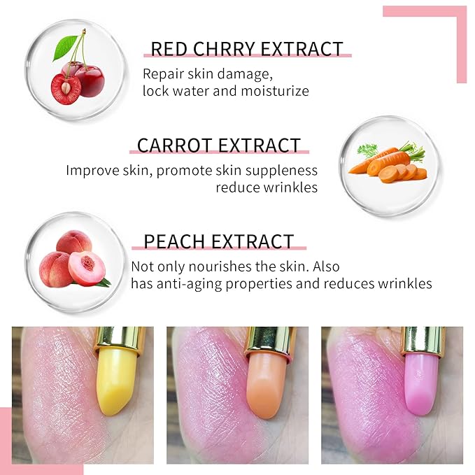 Carrot Color Changing Lipstick, Natural Moisturizing Lip Gloss Korean Lip Balm Long Lasting Lip Care Labiales Magicos Nutritious Magic Lipstick For Women