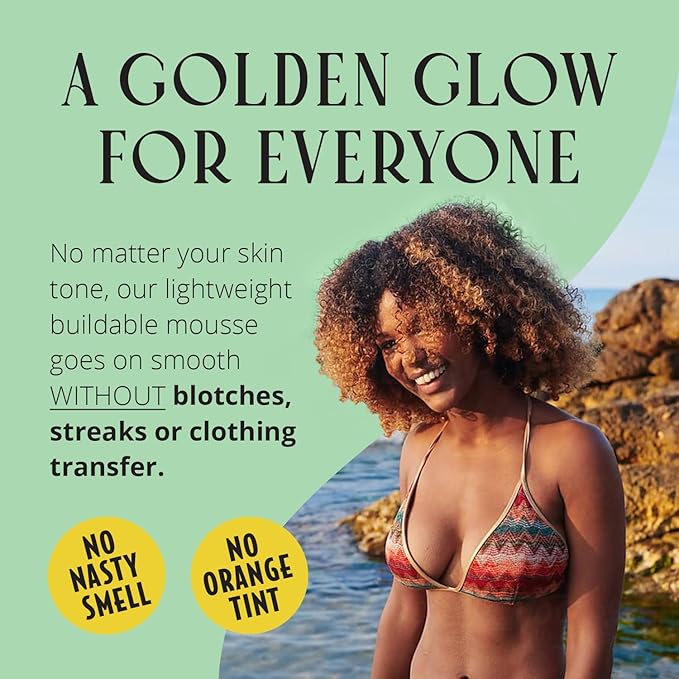 Skinerals Self Tanner Mousse, Organic Sunless Tanning Foam for Face & Body, Natural Looking, Streak-Free, Quick-Drying, Long-Lasting Fake Tan, 8 oz, Californium