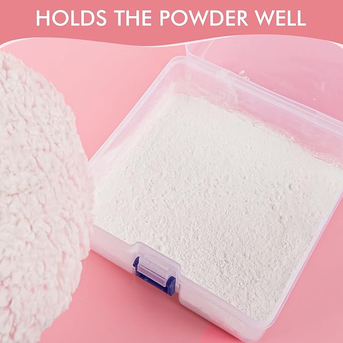 WSYUB Powder Puff, 6'' Powder Puff for Body Powder,Body Powder Puffs and Container,Oversize Dust Puffs for Women