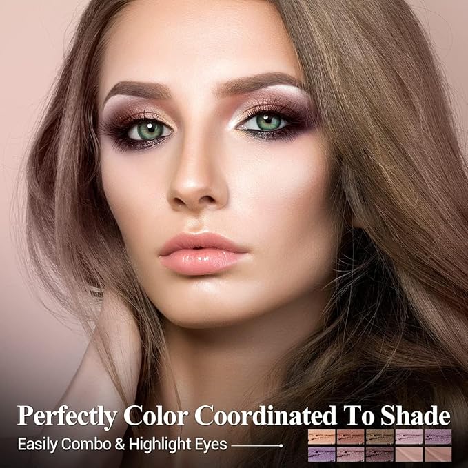 10PCS Eyeshadow Stick,Shimmer And Matte Neutral Brown Eye Shadow Sticks Pencil Crayon, Eye Brightener Stick With Crease-proof Formula,Waterproof & Long Lasting