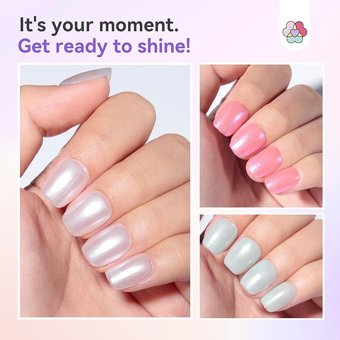 SAVILAND Color Artistry Nail Polish Set: Quick Dry Mermaid Nail Polish 6-Color Pearl Pink Blue White Nail Lacquer Polish Kit 12-Free with Castor Oil Sheer Color Nail Art DIY Manicure Aurora Nail