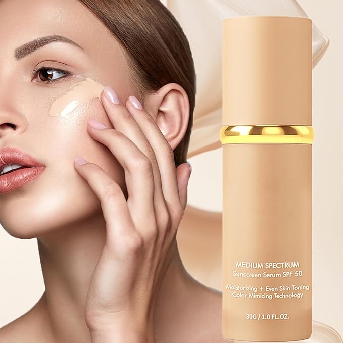 4-in-1 Color-Changing Foundation Liquid with SPF50 Sunscreen, Concealing & Moisturizing & Long-Lasting, Waterproof and Smudge-Proof, Lightweight Application, Suitable for All Skin Types