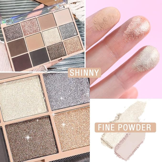 Neutral Smokey Eye Shadow Palette,Nude Silver Gray Black Cream Eyeshadow Palette,Make Up Pallets for Women Natural Eyeshadow for Eyes Long Lasting Naturing-Looking