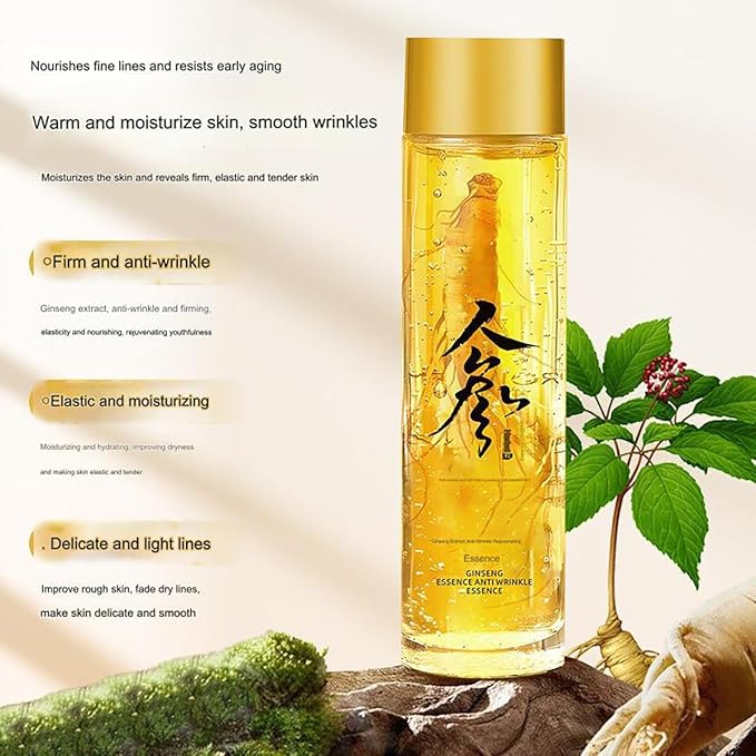 Ginseng Essence Anti-Wrinkle Serum, Hydrating & Firming Face Oil with Ginseng Root Extract, Korean Herbal Ginseng Anti Aging Serum for Smoother Skin Reduce Fine Lines ﻿(4.05 fl oz * 2PCS)