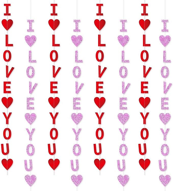 8 Pack I Love You Heart Garland Banner