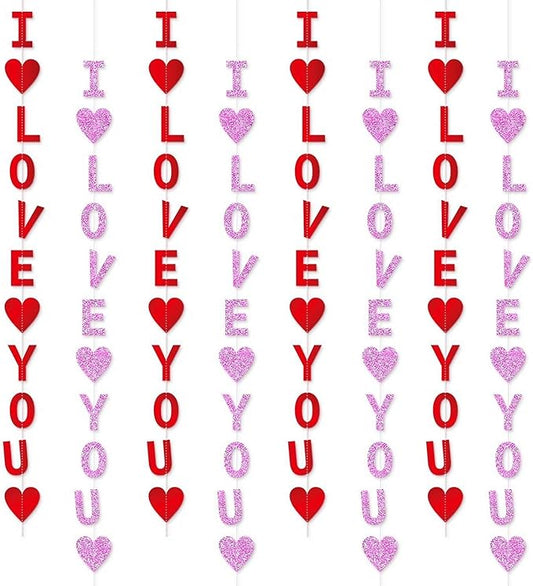 8 Pack I Love You Heart Garland Banner