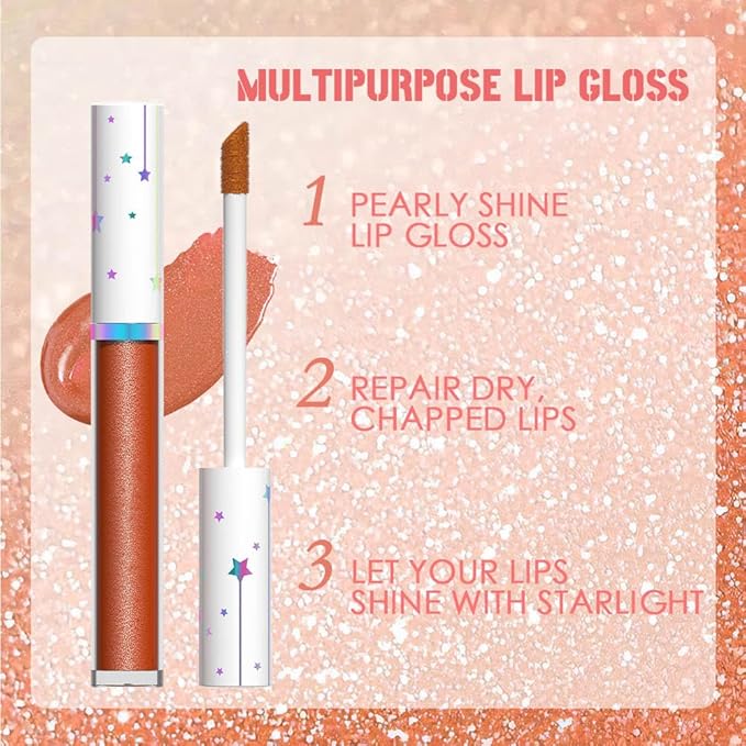 evpct 6Pcs Rose Bronze Gold Nude Pink White Dark Maroon Red Metallic Shimmer Glitter Lip Gloss Liquid Lipstick Set for Women Long Lasting Waterproof 24, Pearlescent Sparkly Glossy Lipsticks Lip Makeup