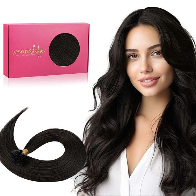 WENNALIFE U Tip Hair Extensions Human Hair, 50g 50s 22 Inch Dark Brown Remy Hair Extensions K Tip Hair Extension Real Human Hair Invisible Straight Keratin Hair Extensions