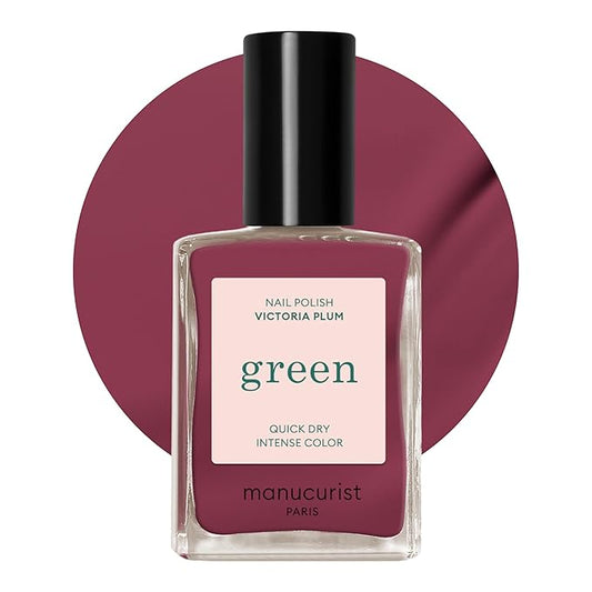 Manucurist • Green Nail Polish Victoria Plum • Natural Classic Nail Polish 9-Free • Vegan and Plant-Based Nail Polish (78%) • Manicure & Nail Care • 0.5 fl oz (VICTORIA PLUM)