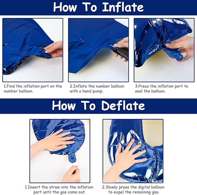 40" Balloon Number 2 Navy Blue, Large Dark Blue Foil Number Balloons Set 0-9, Royal Blue 2 Helium Balloons for Boys 2nd 12th 20th Birthday Anniversary Graduation Party Decoration Supplies