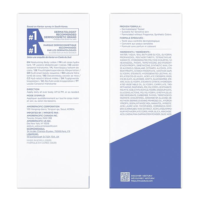 AESTURA ATOBARRIER365 Korean Body Lotion with Ceramides | Fast-Absorbing Moisturizer for Dry, Sensitive & Eczema-Prone Skin | Non-Comedogenic, Fragrance-Free, 400 mL / 13.5 fl oz