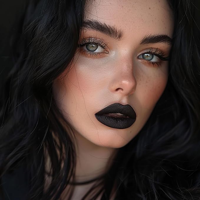 Black Lipstick Matte for Women, Long Lasting Lipstick Smudge Proof No Transfer Goth Liquid Lipsticks, Cruelty Free Lip Makeup (DM23 Black Storm)