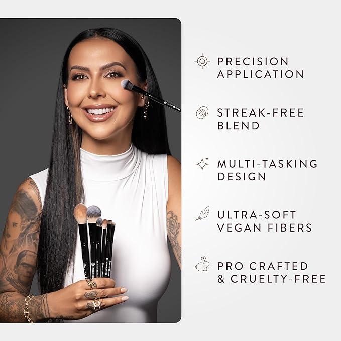 BK BEAUTY - NIKKI LA ROSE N14 PETITE PRECISION CONCEALER BRUSH - Multi-Tasking Tapered Makeup Brush for Under-Eye, Concealer, Powder, & Small Areas