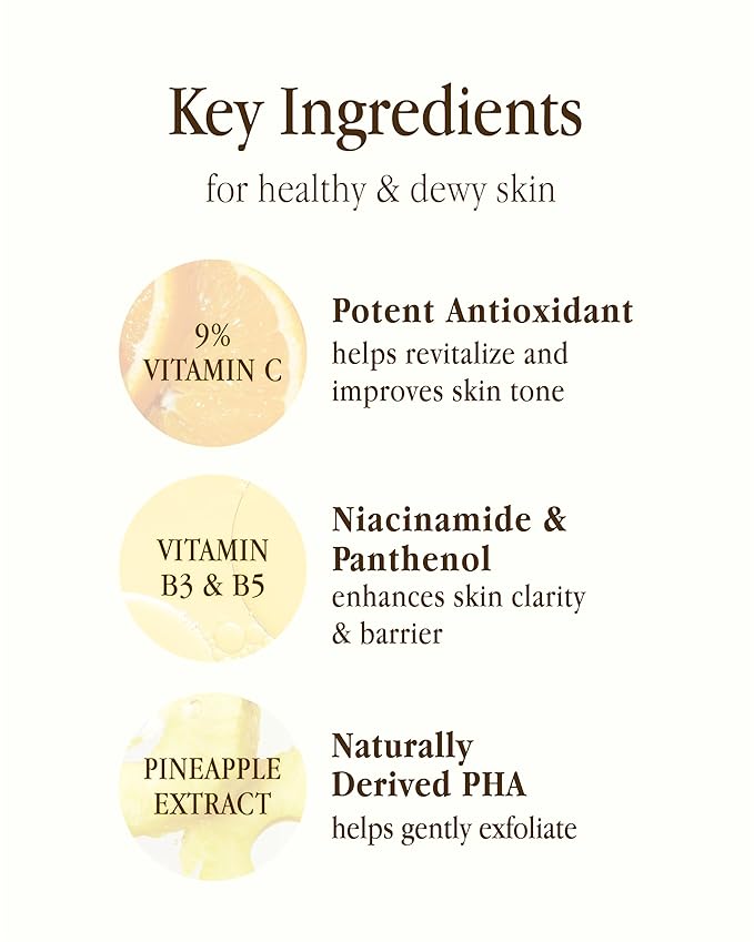 Farm Rx Pineapple Plus Vitamin C Ampoule Serum (1fl oz) - Korean skincare vegan serum infused with 9% pure Vitamin C and pineapple extract to even, hydrate skin tone,