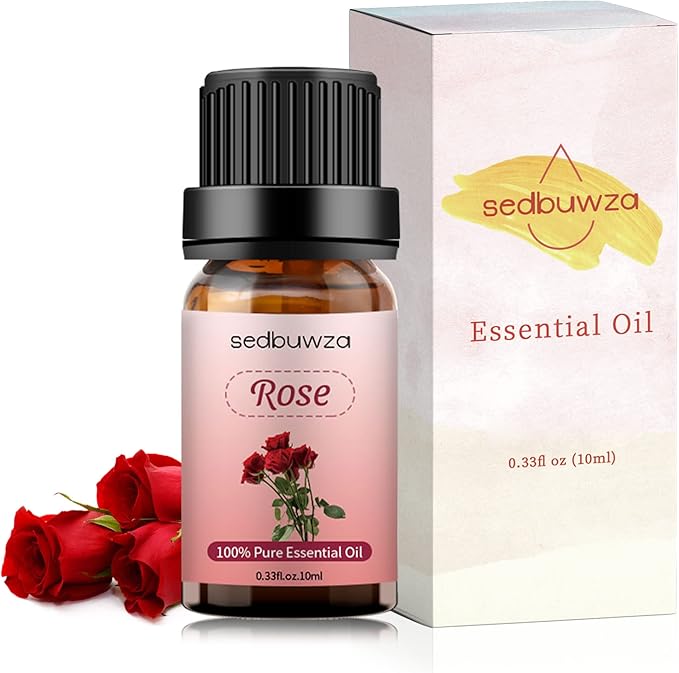 Sedbuwza Rose Essential Oil, 100% Pure Organic Rose Fragrance Oil for Diffuser, Humidifier, Soap, Candle, Perfume - 10ml