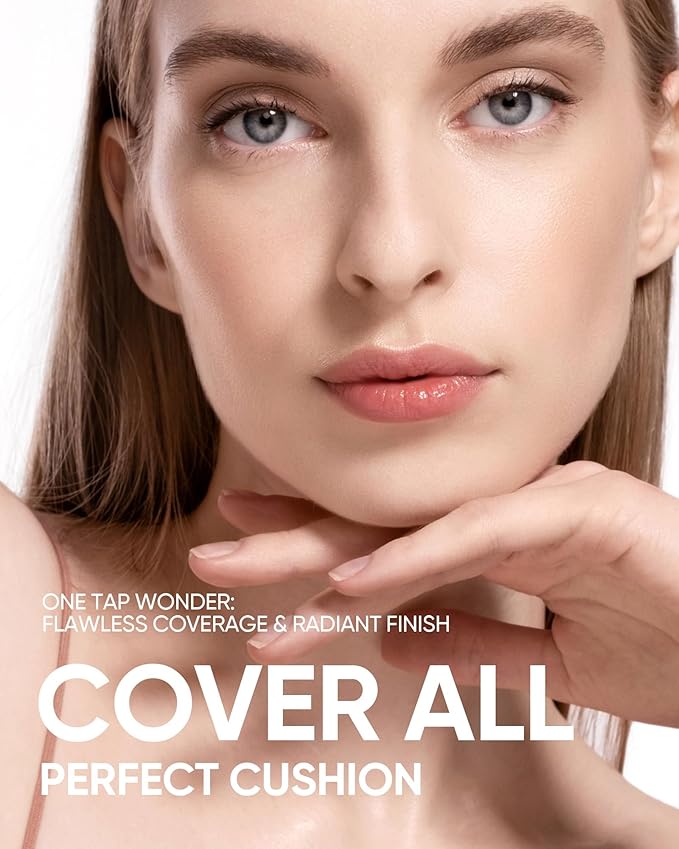 Cushion Foundation | Full coverage, Weightless, Skin fit, Satin Glow Finish, Oil-Control Waterproof Foundation, Sweatproof Flawless BB Cream CC Korean Makeup