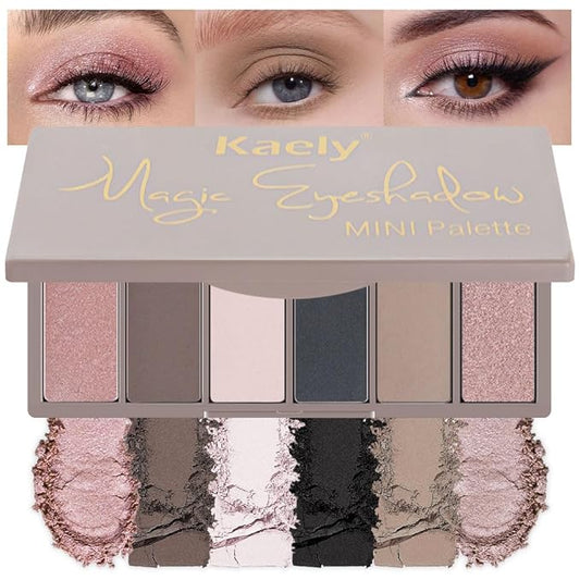Kaely 6 Color Mini Neutral Eyeshadow Palette Makeup, Highly Pigmented Eye Shadow Palette Waterproof, Natural Matte Shimmer Eye Shadow Palette, paleta de sombras de ojos, Vegan & Cruelty-free, 06