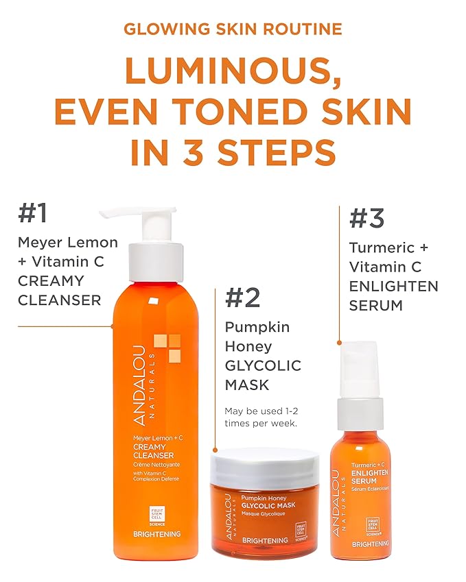 Andalou Naturals Pumpkin Honey Glycolic Mask (NEW FORMULA) - Exfoliating Face Mask with Glycolic Acid, Vitamin C for a Radiant Glow - Gentle Exfoliant Removes Dirt & Dry Skin Cells - 1.7 fl oz