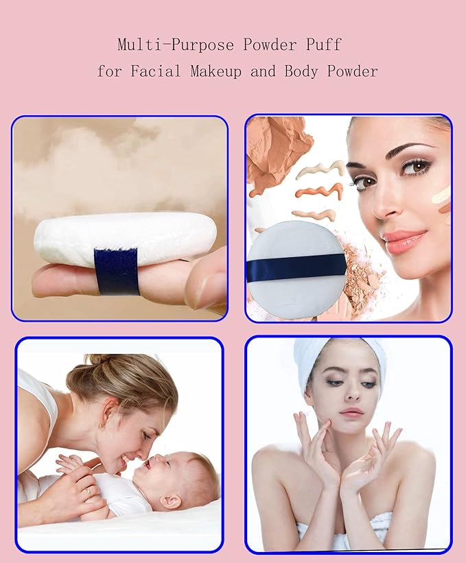Powder Puff - 3.15 Inch Ultra Soft Washable Velour Makeup Powder Puffs for Face Powder, Setting powder, Body powder, Loose Powder, Other powders