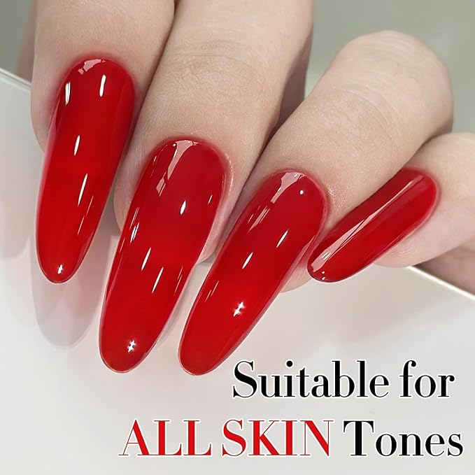 Double Rhythm 15ML Gel Polish Pure Sheer Same Color Same Bottle Soak Off Gel Polish Art Manicure Salon DIY at Home for Women (Jelly Red-A1450)