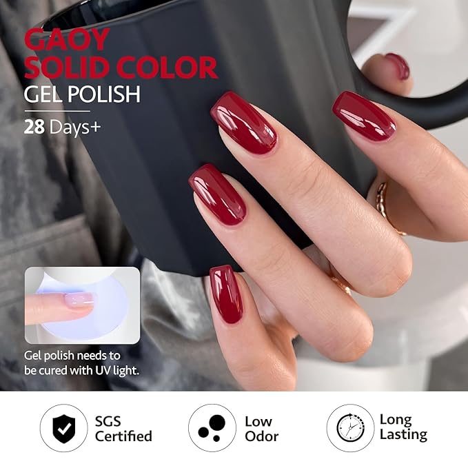 GAOY Berry Collection Gel Nail Polish, Hot Pink Burgundy Red Cherry Magenta Nails Gel Polish Kit for Salon Manicure and DIY at Home