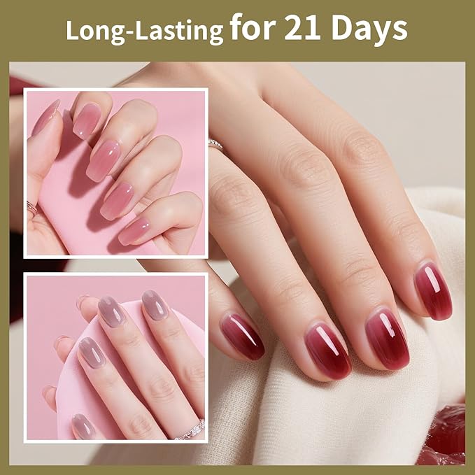 JODSONE 32 Colors Jelly Gel Nail Polish Kit with U V Light Crystal Transparent Classic Color 4 Functional Gel for All Seasons