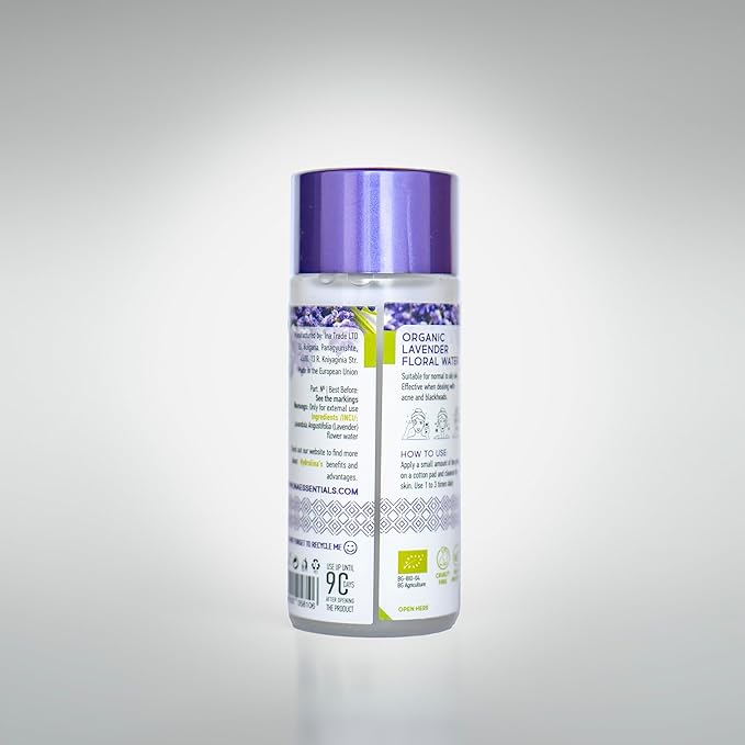 InaEssentials Organic Lavender Water- Hydrolina, Anti - Acne Toner for Face and Body, Skin Care Hydrolat
