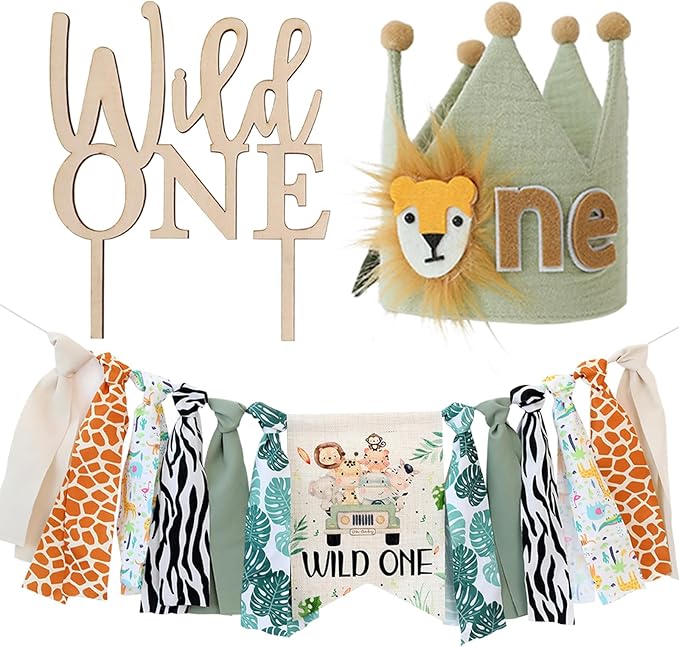 Wild One Birthday High Chair Banner Party Decoration For Boys Jungle Theme Decorative For Kids Bedroom
