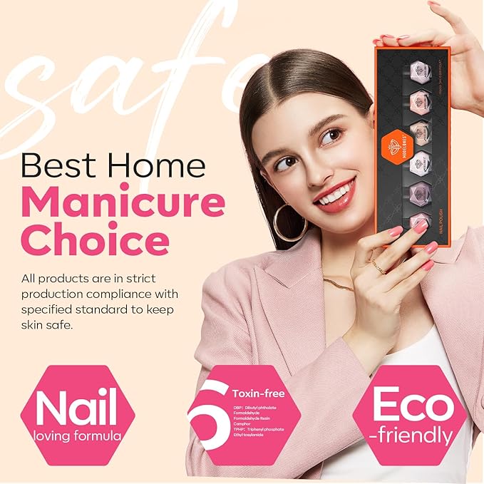 modelones Nail Polish Set 6 Colors Neutral Nude Pink Fall Winter Quick Dry Mini Finger Bulk Manicure Kit Diy Nail Art Home Salon Gifts For Women Girls