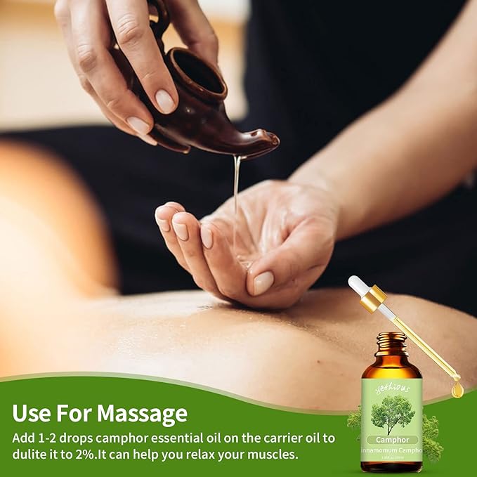 yethious Camphor Essential Oil for Diffuser & Aromatherapy, Massage, Candle Soap Making Camphor Oil Fragrance DIY - 100ML