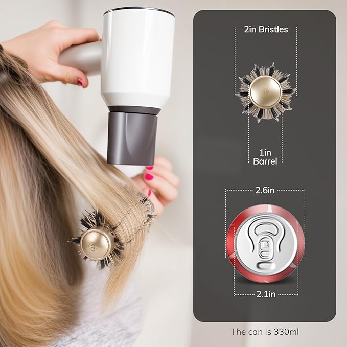 Sndyi Small Round Brush for Blow Out, Nano Thermal Ceramic Ionic Round Hair Brush with Boar Bristles, Boost Shine & Volume, For Short Hair with Quick Blow Drying & Salon Styling -2 Inch, Barrel 1 Inch